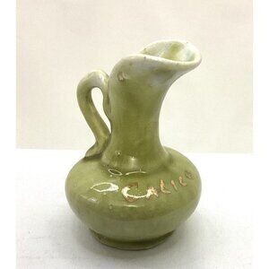 Calico Green Ceramic Miniature Pitcher  2.5” Vintage Collectible